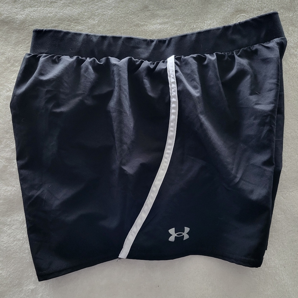 Under Armour Mileage 3.0 Shorts‎ Womens Large Black White Loose Lined Run Gym L - Picture 4 of 5